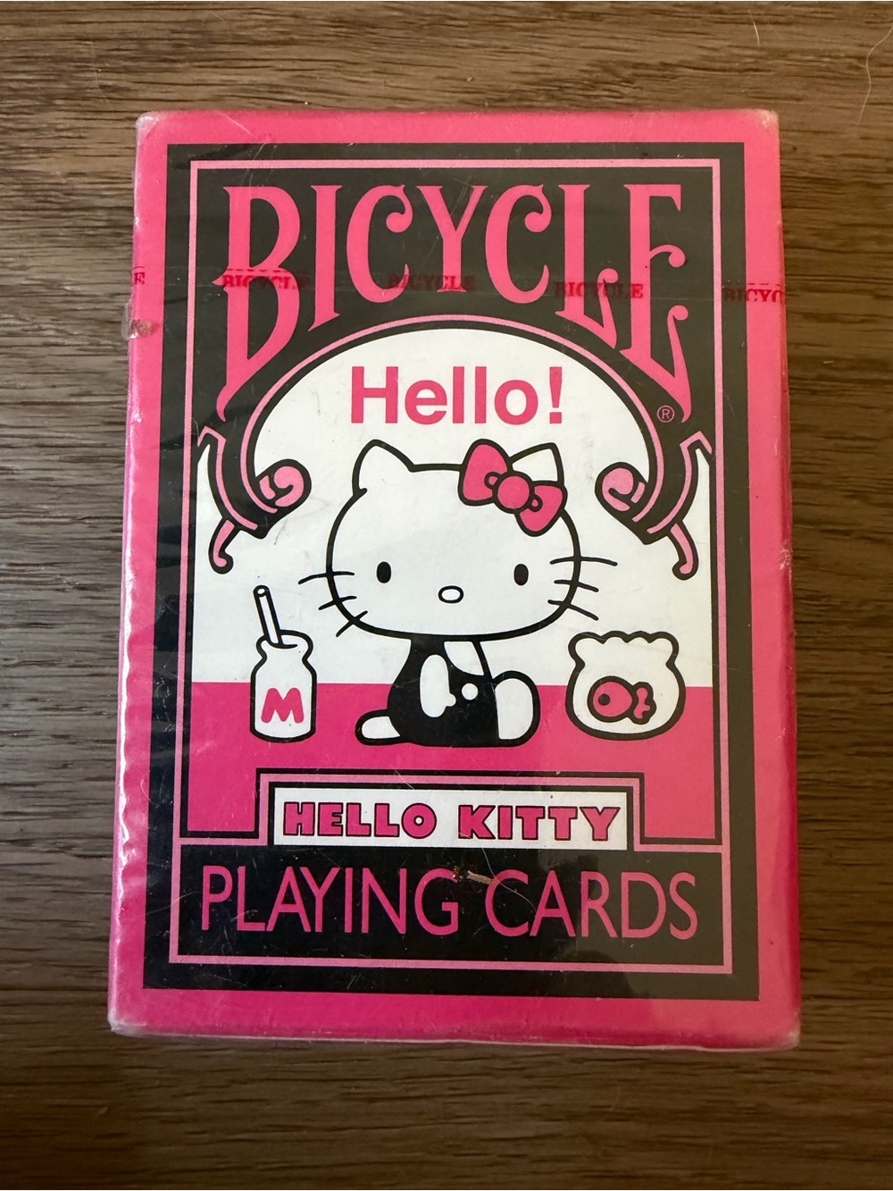 Sanrio Hello Kitty Black & Pink Bicycle Playing Cards